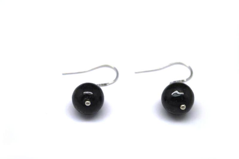 Jade Ohrringe - Grüne runde Perle 1cm 2