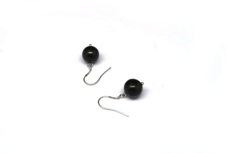 Jade Ohrringe - Grüne runde Perle 1cm 4