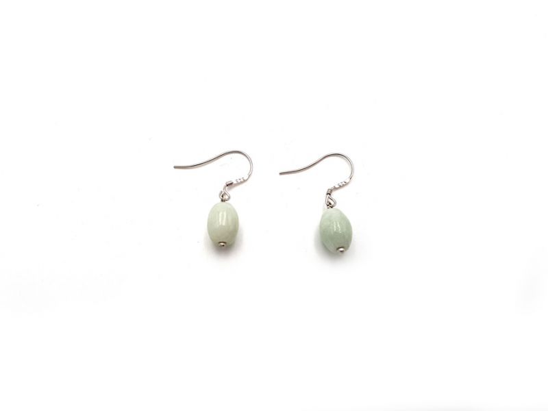 Jade Ohrringe Ovale Perle - Grün - 1,0 cm 2