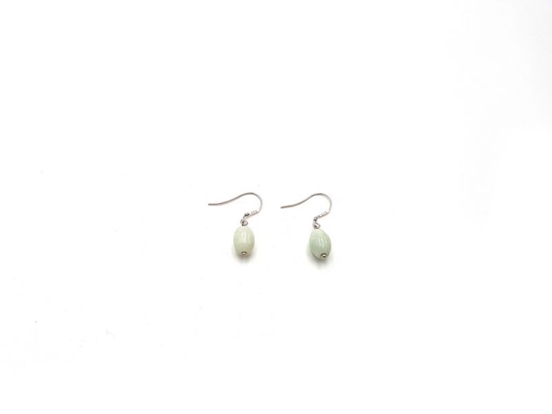 Jade Ohrringe Ovale Perle - Grün - 1,0 cm 3