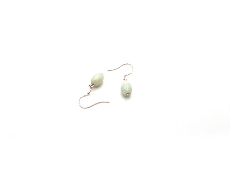 Jade Ohrringe Ovale Perle - Grün - 1,0 cm 4