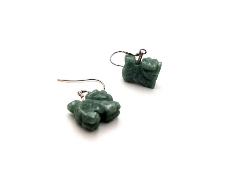 Jade Ohrringe - Wächterlöwe - Imperial Green 4