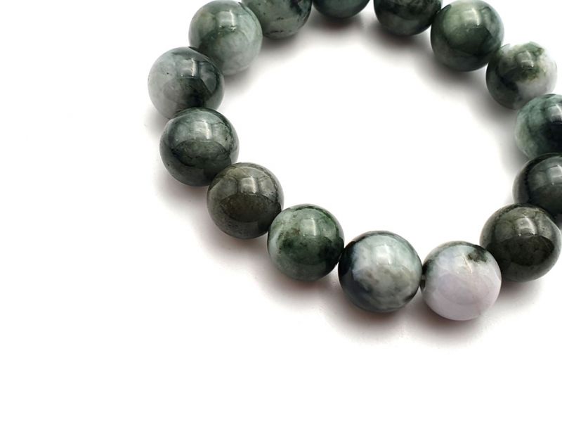 Jade Perlenarmbänder - 14mm Jade Perlen - Weiß und Grüne spotted 2