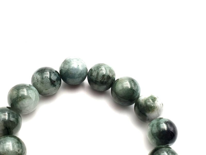 Jade Perlenarmbänder - 14mm Jade Perlen - Weiß und Grüne spotted 3