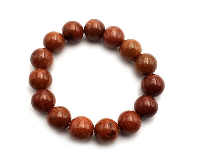 Jade Perlenarmbänder - 14mm Jade Perlen - Orange / Braun 2