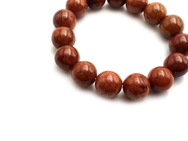 Jade Perlenarmbänder - 14mm Jade Perlen - Orange / Braun 3
