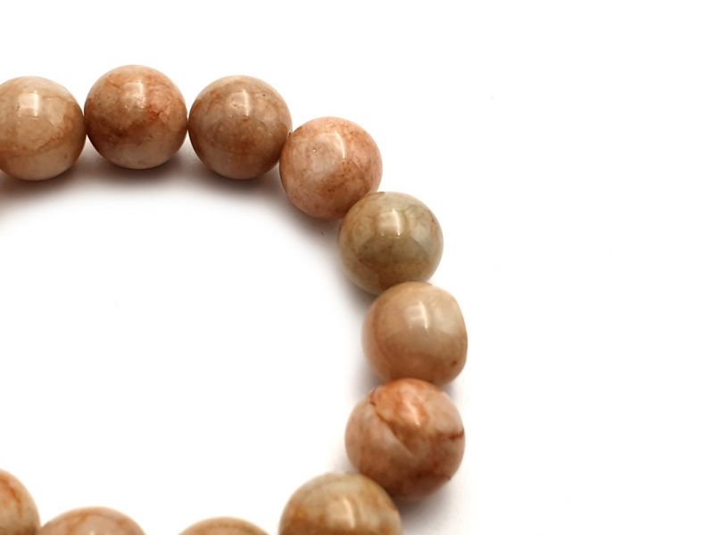 Jade Perlenarmbänder - 14mm Jade Perlen - Orange / Hellbraun 3