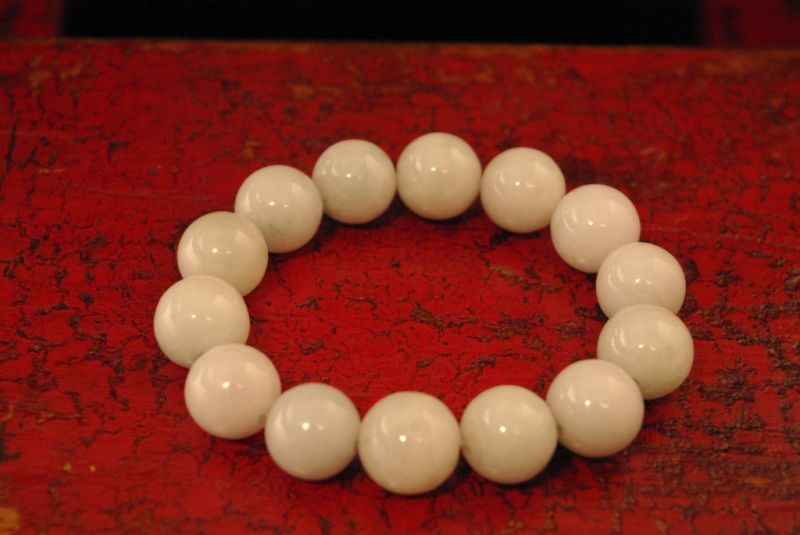 Jade Perlenarmbänder Grosse Perlen Weiss 5