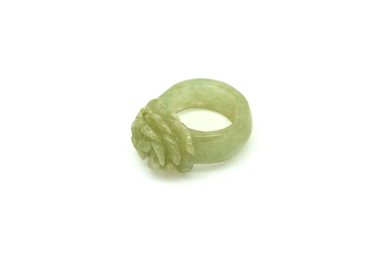 Jade Ring - Größe 18,5 - Grüne Blume 4
