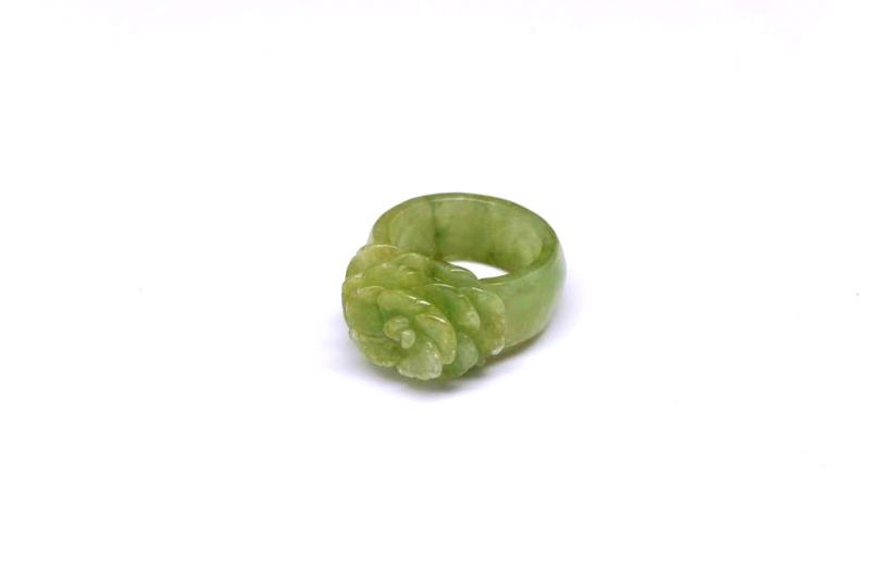 Jade Ring Größe 18,5 Grüne Blume 2