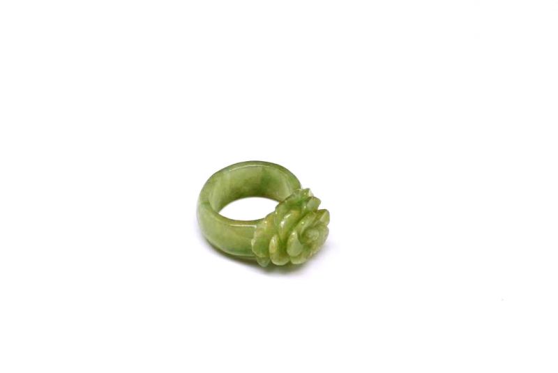 Jade Ring Größe 18,5 Grüne Blume 4