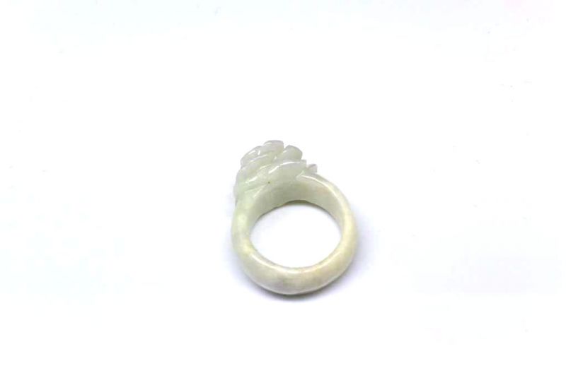 Jade Ring Größe 18,5 Weiße Blume 4
