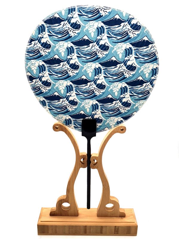 Japanese fan - Uchiwa - Wood and Fabric - The Great Wave off Kanagawa 1