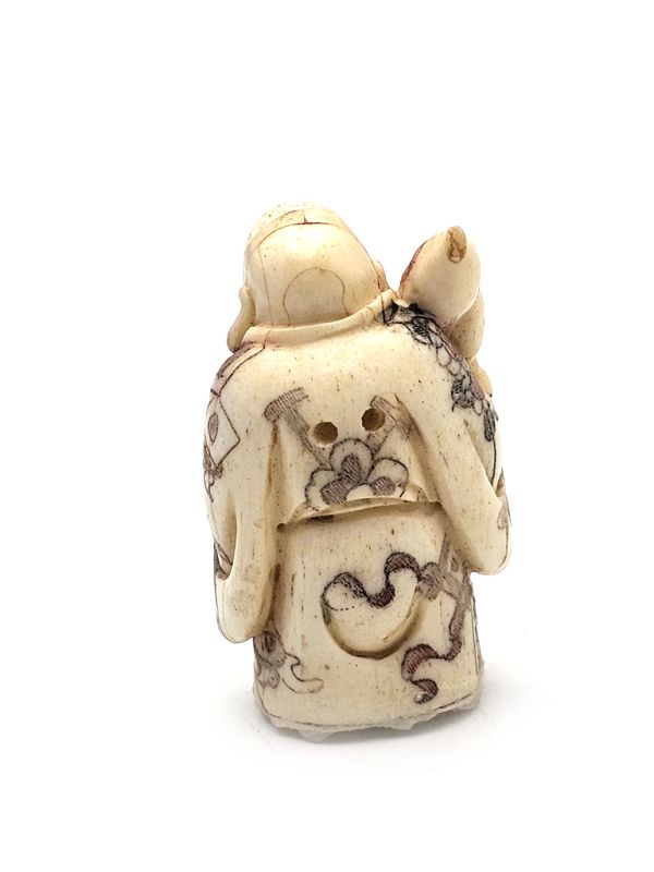 Click thumbnail to enlarge and hover over the picture to zoom Japanese Netsuké in Bone - Buddha and Wulou 2