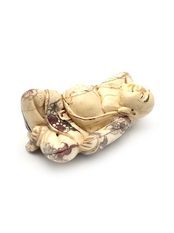 Japanese Netsuké in Bone - Buddha resting 2