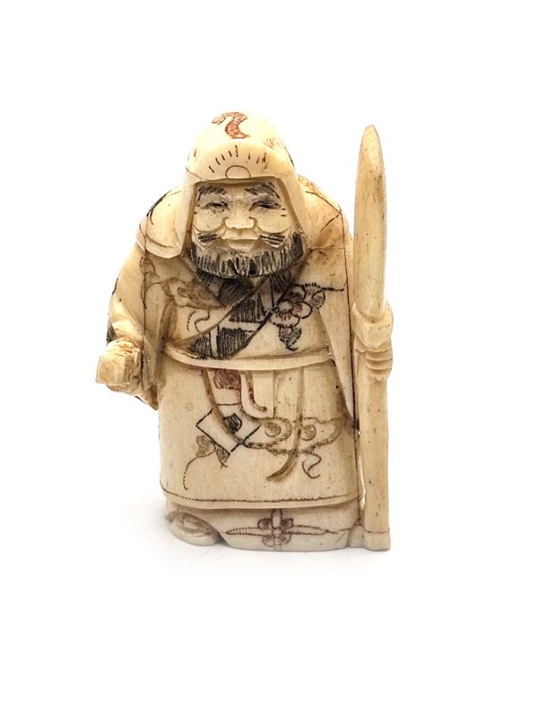 Click thumbnail to enlarge and hover over the picture to zoom Japanese Netsuké in Bone - The warrior 1