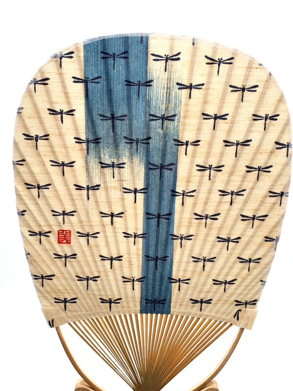 Japanischer Fan - Uchiwa - Holz und Papier - Libellenmuster Japan 2