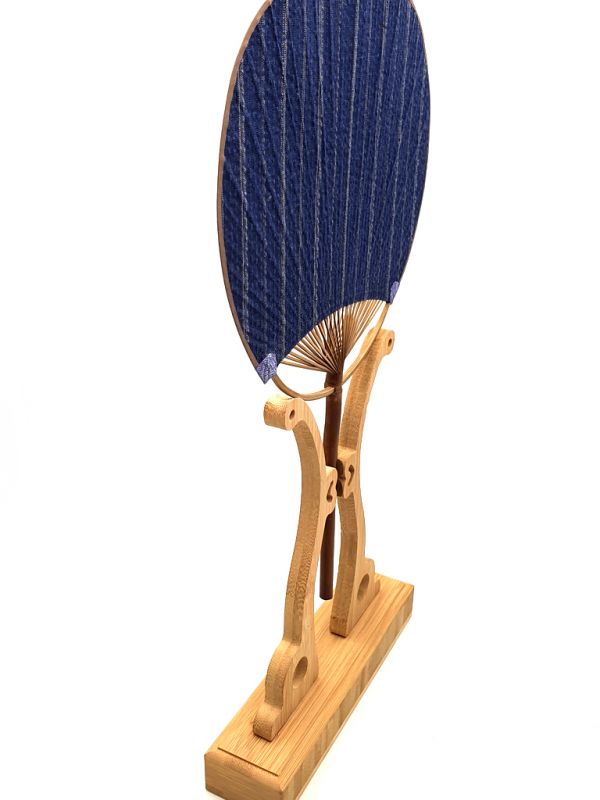 Japanischer Fan - Uchiwa - Holz und Stoff - Gestreift 3