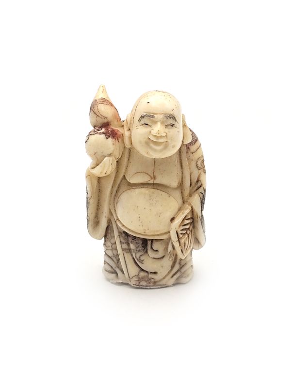 Japanischer Netsuké aus Knochen - Buddha und Wulou