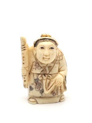 Japanischer Netsuké aus Knochen - Der Bauer