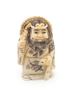 Japanischer Netsuké aus Knochen - Die Bauern der Reisfelder 2