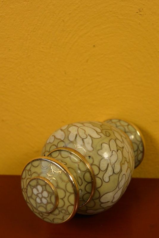 Jarrone o Florero de Cloisonné Amarillo Beis 4