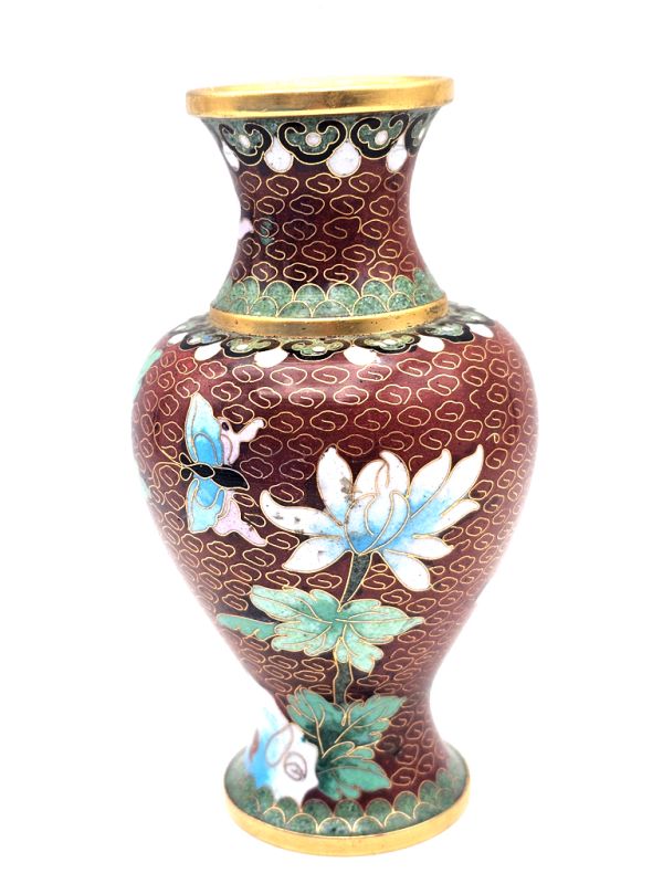 Jarrones chinos cloisonné: artesanía y tradición - Marrón - FloresBraun - Blumen 2