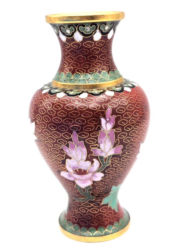 Jarrones chinos cloisonné: artesanía y tradición - Marrón - FloresBraun - Blumen 3