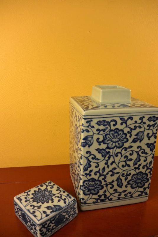 Jarrones chinos de Porcelana flores y hojas 4