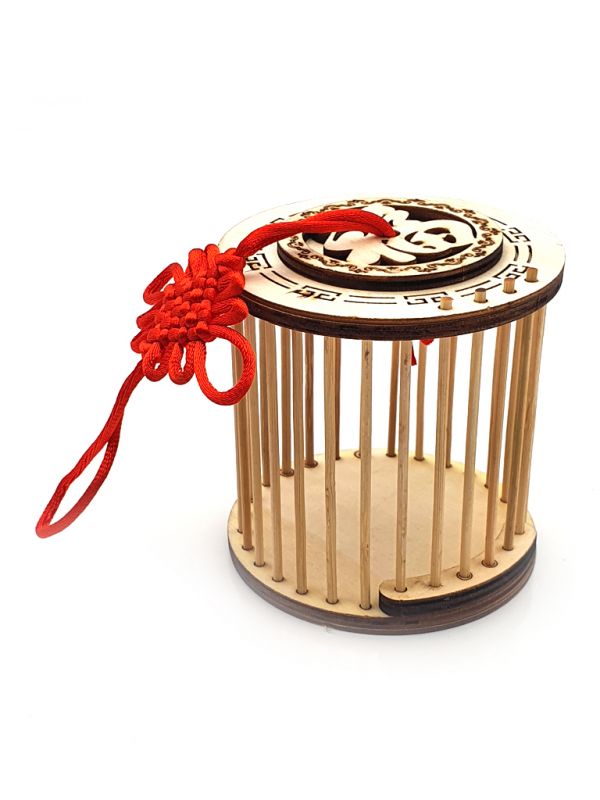 Jaula de grillo chino - Para uso diario - Bambú - Redondo - Carácter chino de la felicidad. 2