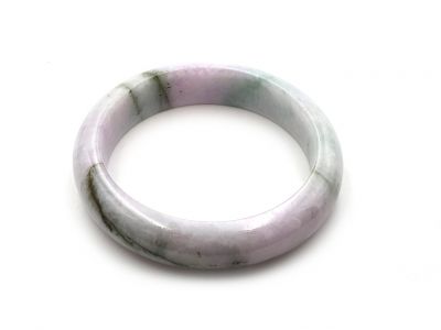 Jonc en Jade - Bracelet en Jade - catégorie A - Avec Certificat - Blanc et vert tacheté