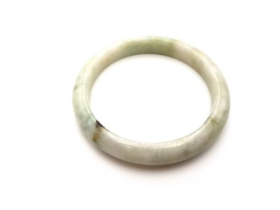 Jonc en Jade - Bracelet en Jade - catégorie A - Avec Certificat - Vert clair - Tacheté