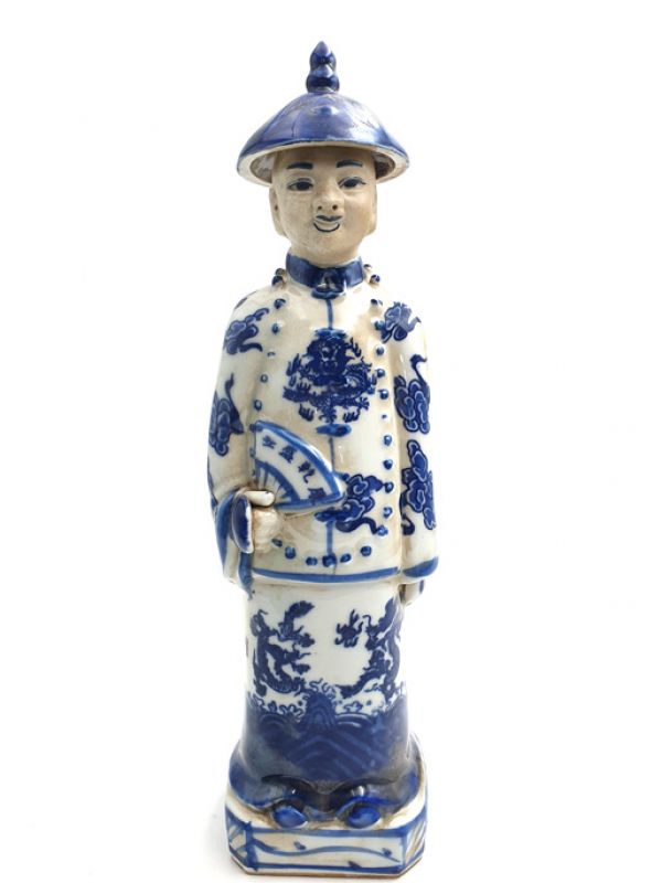 Joven mandarín estatua blanco y azul 1