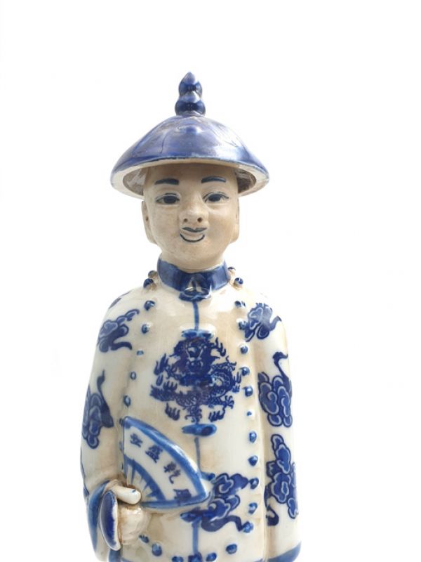 Joven mandarín estatua blanco y azul 2