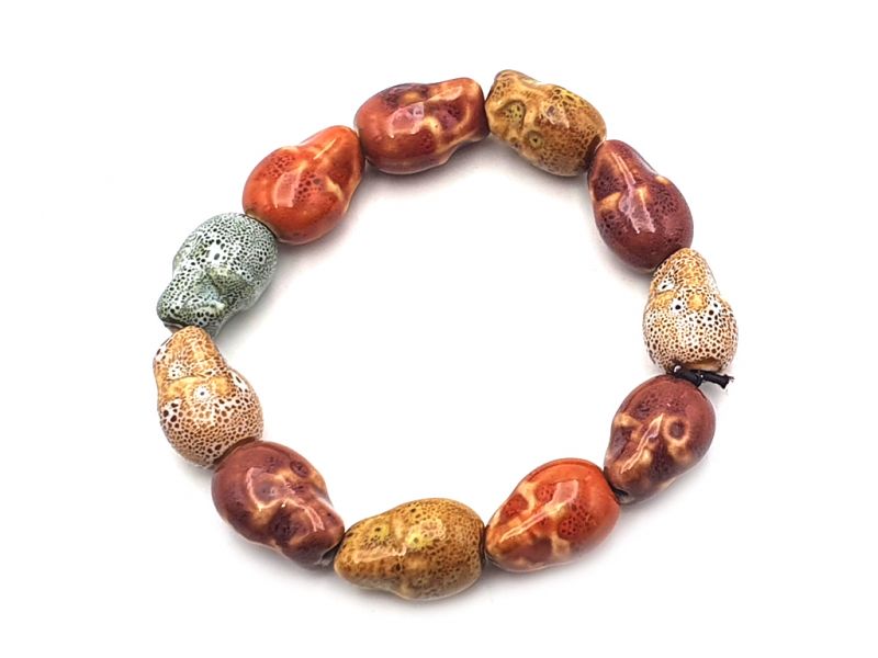 Joyas de cerámica / porcelana - Pulsera pequeña - Calaveras multicolores 1
