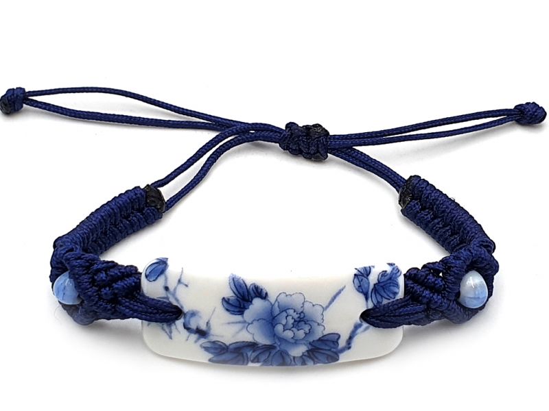 Joyería Cerámica Colección Blanco y Azul - Pulsera - China - Flores 1