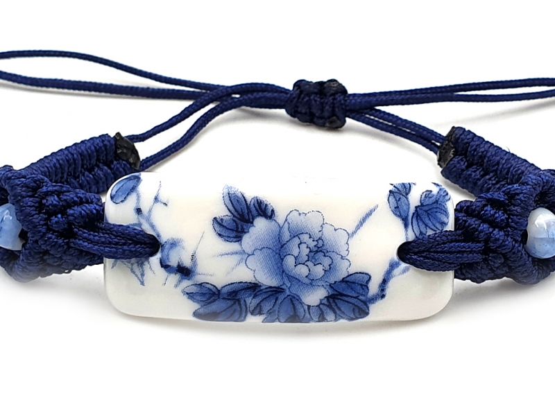Joyería Cerámica Colección Blanco y Azul - Pulsera - China - Flores 2