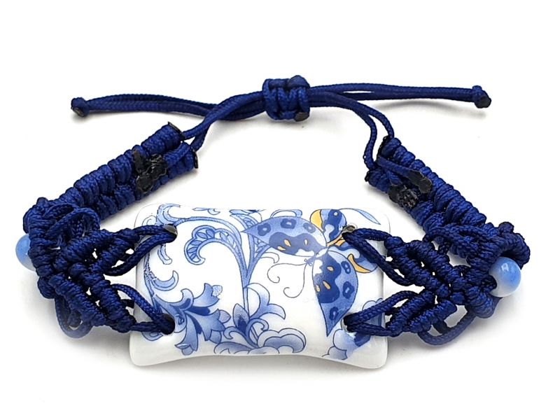 Joyería Cerámica Colección Blanco y Azul - Pulsera - China - Mariposa grande 1