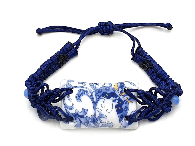 Joyería Cerámica Colección Blanco y Azul - Pulsera - China - Mariposa grande 2