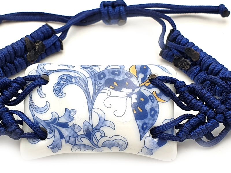 Joyería Cerámica Colección Blanco y Azul - Pulsera - China - Mariposa grande 3