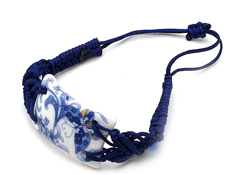 Joyería Cerámica Colección Blanco y Azul - Pulsera - China - Mariposa grande 4