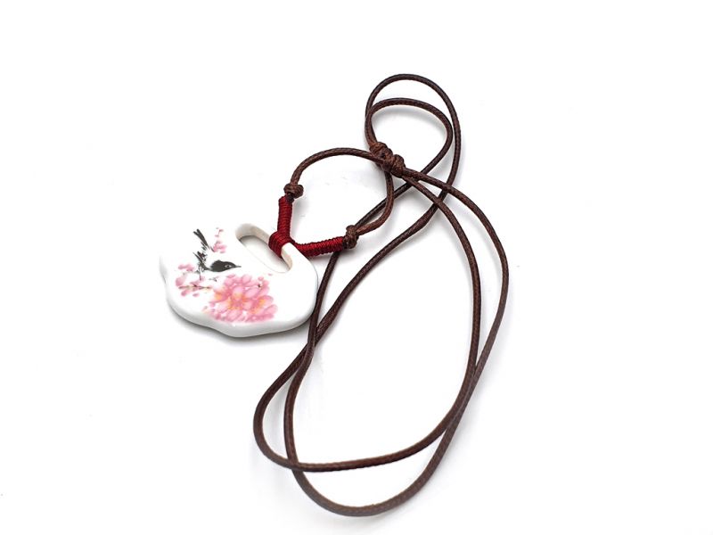 Joyería Cerámica Colección de flores chinas - Collar - Pájaro en un cerezo 5