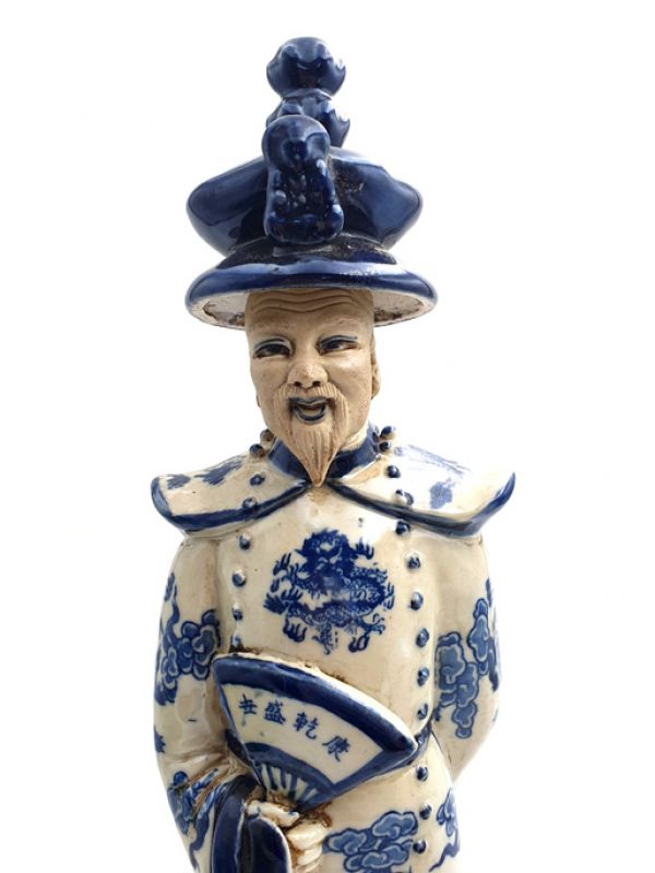 Junge Mandarin-Chinesisch weiss und blau Statue 2