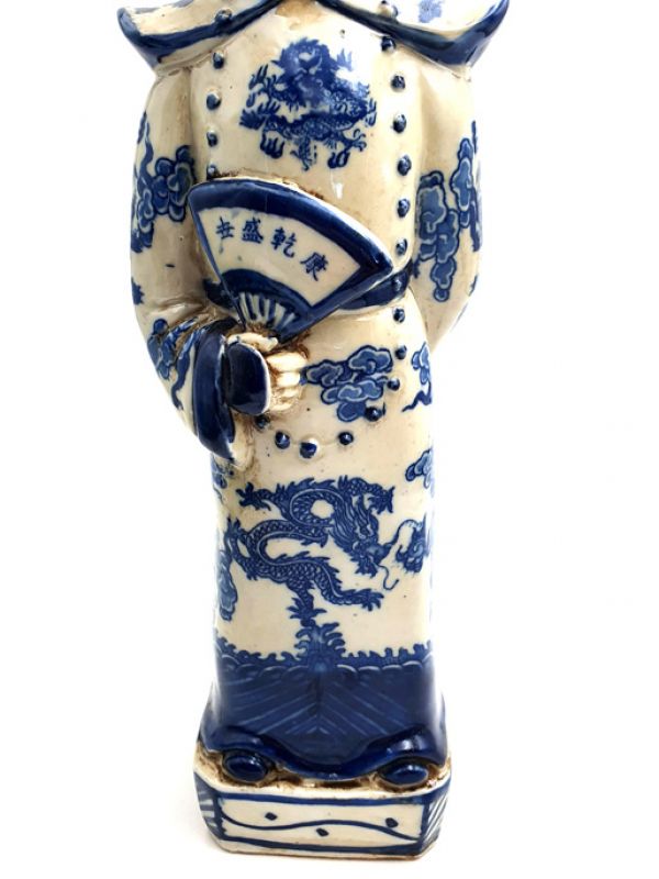 Junge Mandarin-Chinesisch weiss und blau Statue 3