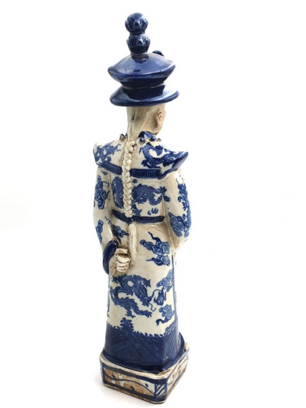 Junge Mandarin-Chinesisch weiss und blau Statue 4