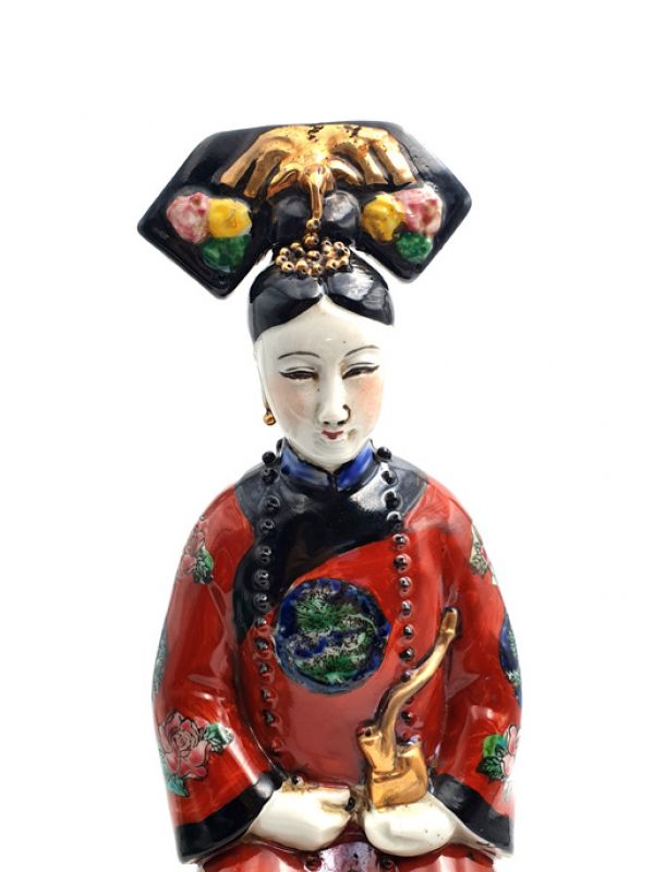 Kaiserin chinesischen polychrome Statue Sitzenden 2