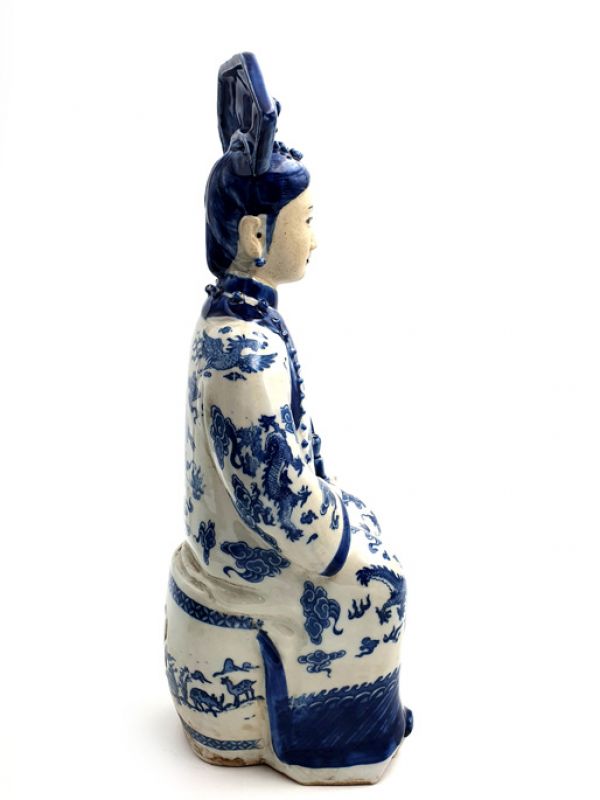 Kaiserin chinesischen weiss und blau Statue Sitzenden 2