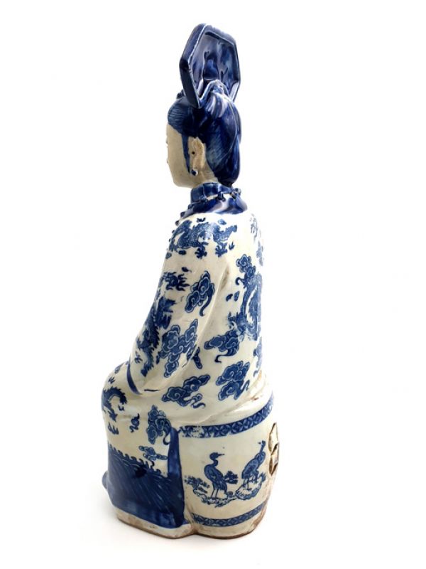 Kaiserin chinesischen weiss und blau Statue Sitzenden 3