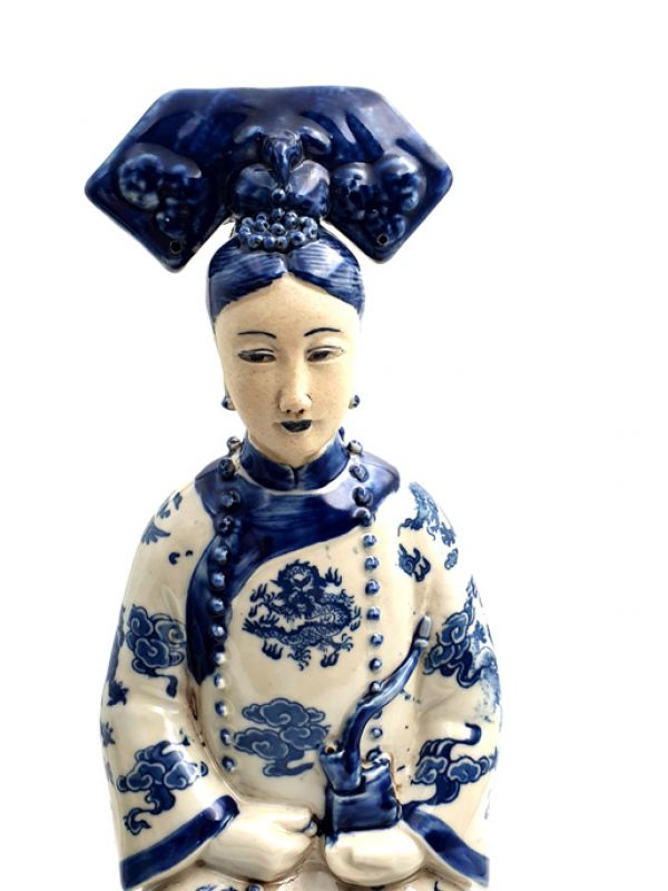 Kaiserin chinesischen weiss und blau Statue Sitzenden 4