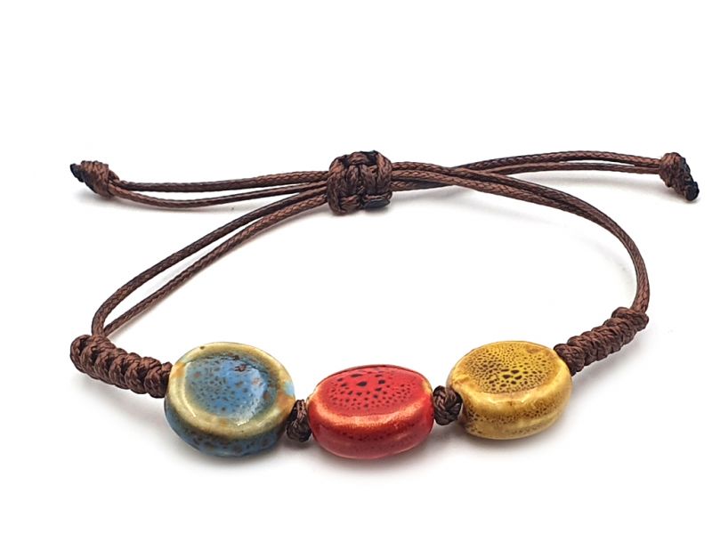 Keramik- / Porzellanschmuck - Kleines Armband - 3 flache Kreise 2